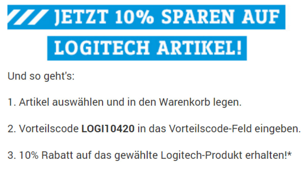10% Rabatt auf Logitech Produkte