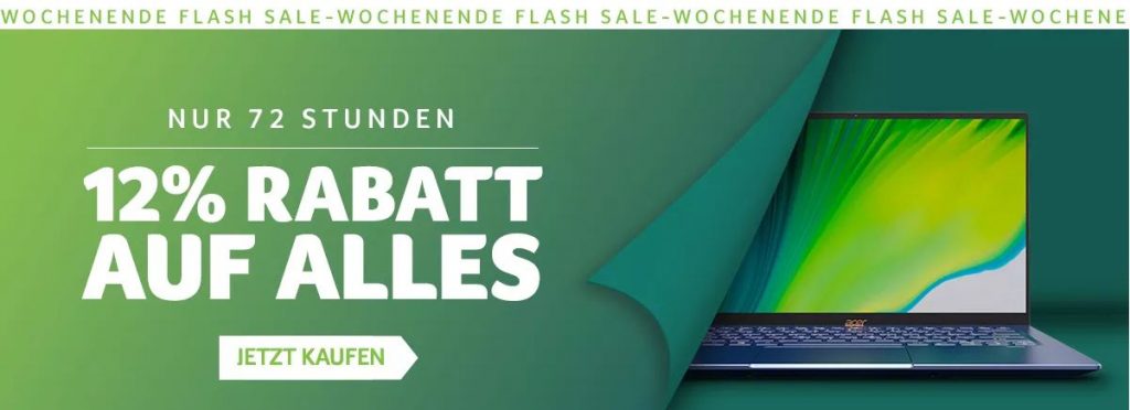 Acer: 12% Rabatt auf alles! Viele Bestpreise!